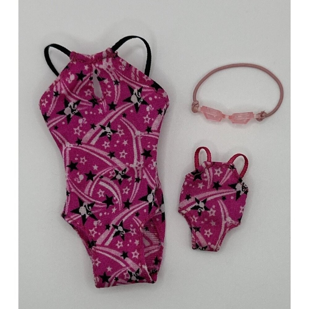Barbie & Kelly I Can Be Swim Instructor #T2304 Pink Doll Swimsuit w Goggles 2009